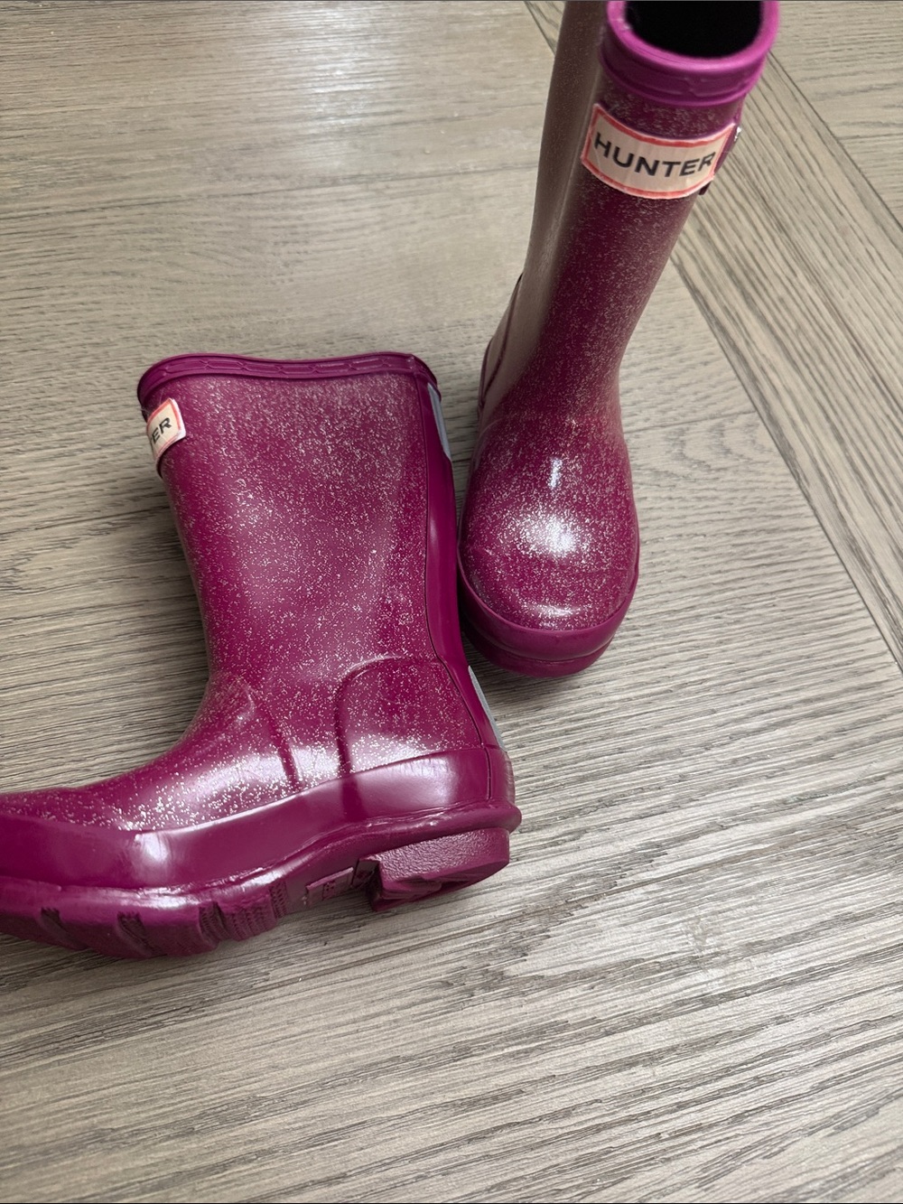 Hunter Kids' Purple Glitter Rain Boots
